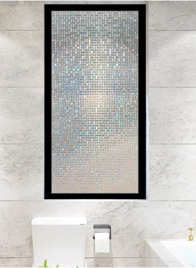 Window Privacy Film Stained Glass Window Film Mosaic Static Cling Decorative Window Vinyl, Removable Rainbow Window Tint, Non-Adhesive UV Blocking for Home Office, 44.5 x 200cm-1