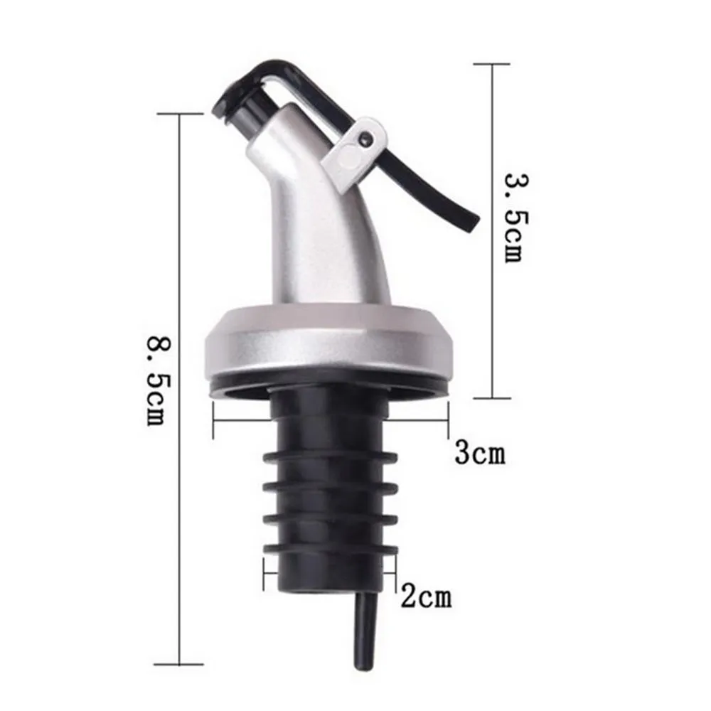 زجاجة صب للزجاجات بخل النبيذ وزيت الزيتون مع سدادة مدببة من الستانلس ستيل أسود/ فضي 17سم-2