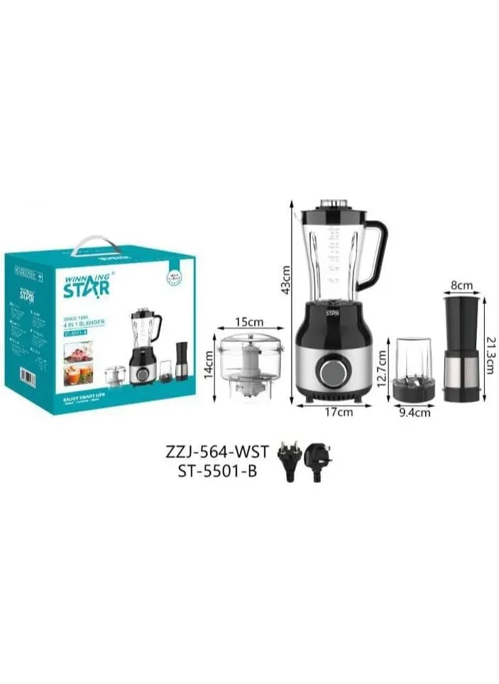 WINNING STAR 500W 1.8L Electric 4 in 1 Multi-Functional Juicer Blender Food Processor Cooking Machine with 7630-2