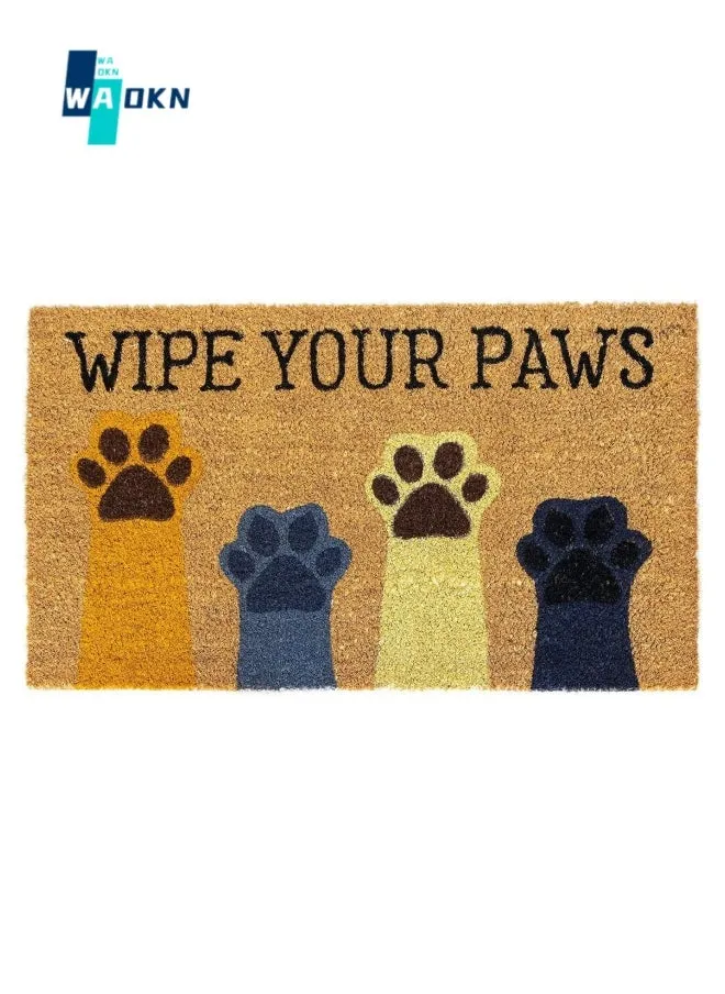 Wipe Paw Door Mat, Non Slip Rubber Back Polyester Foot Mat 50 x 80 cm, Suitable for Terrace, Home, Classroom Animal Welcome Mat-1