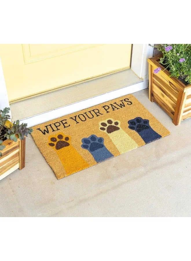 Wipe Paw Door Mat, Non Slip Rubber Back Polyester Foot Mat 50 x 80 cm, Suitable for Terrace, Home, Classroom Animal Welcome Mat-2