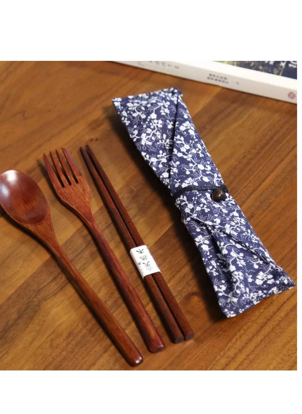 Wooden Fork Spoon Three-piece Suit Japanese Korea Style Travel Portable Tableware Nice Dinnerware Foodie Travel Novelty Business-2